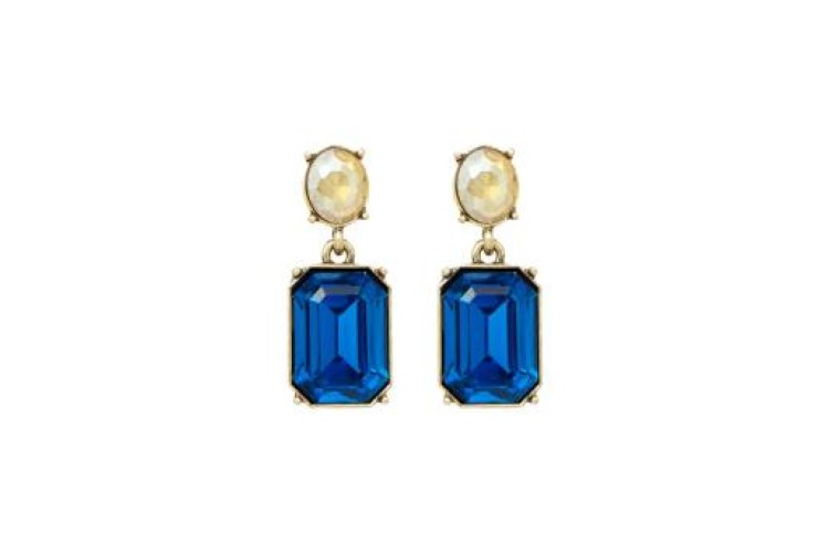 Post D/Drop Earrings - Azure Blue & Amber