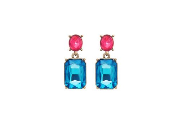 Post D/Drop Earrings - Azure Blue & Rose Pink