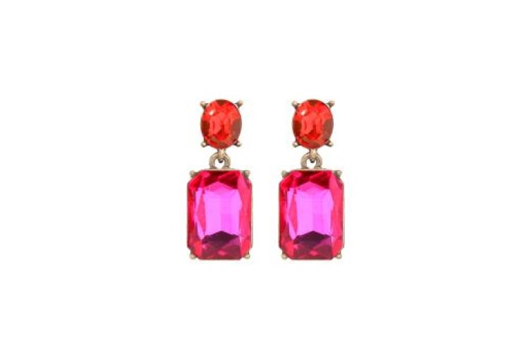 Post D/Drop Earrings - Pink & Orange