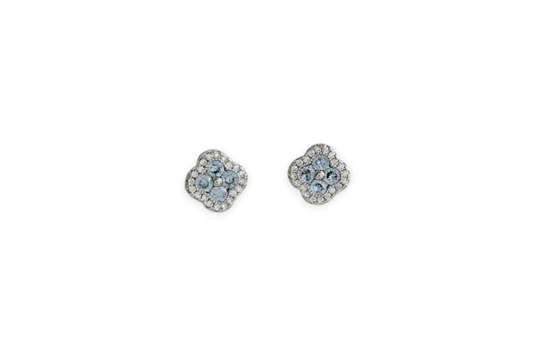 Powder Blue Crystal Clover Stud Earrings