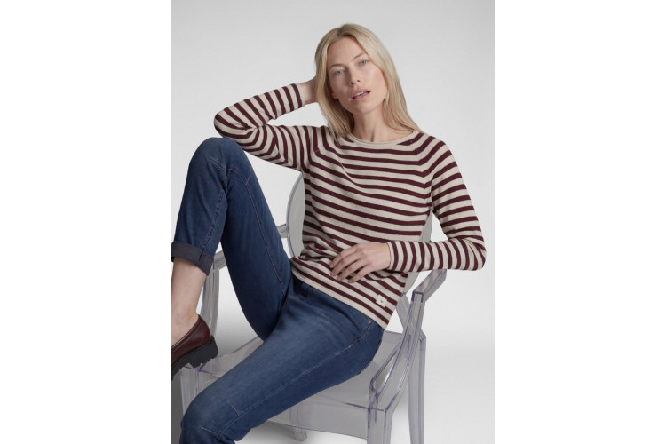 Rabe Breton Stripe Lightweight Knit | Burgundy & Ecru