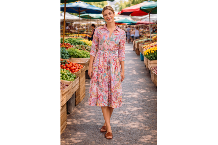 Rose Print Cotton Dress