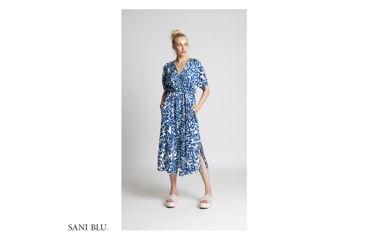 Sani Blu Dress 7059| Blue & White Print