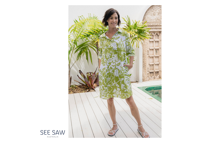 See Saw Linen Dress | Lime