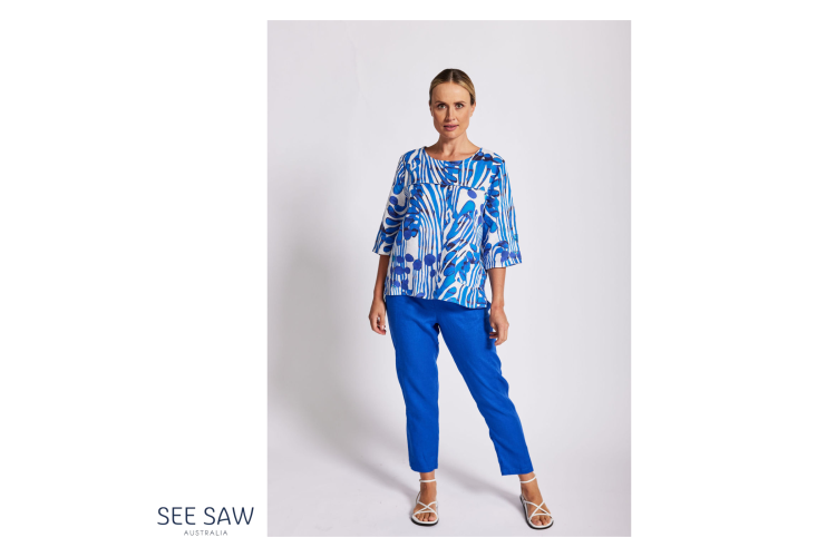 See Saw Linen Trousers | Santorini Blue