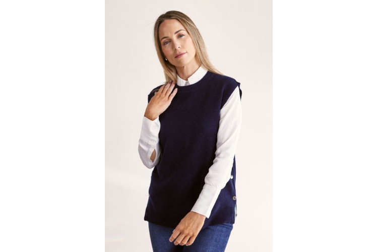 See Saw Merino Wool Sleeveless Jumper – Navy