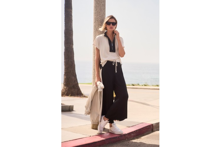 Joseph Ribkoff Silky Knit Colour Block Wide Leg Pull-On Pants