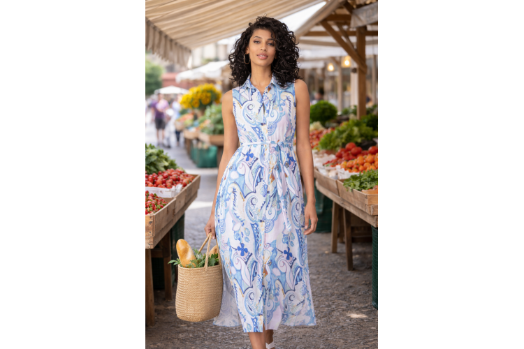 Sleeveless Multi Print Dress