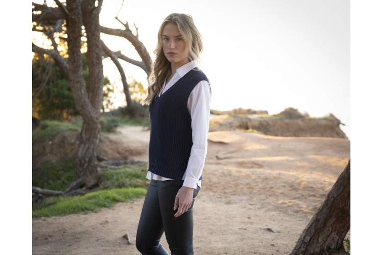 Sleeveless V-Neck Navy Jumper