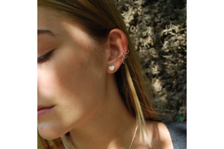 Small Silver Heart Earrings