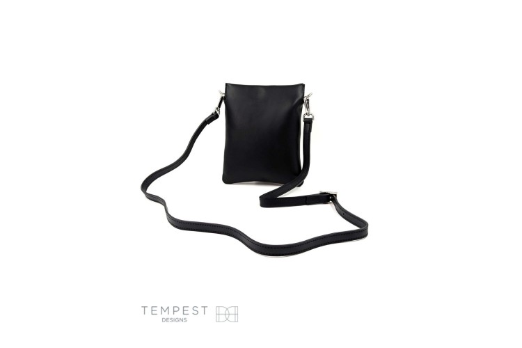 Smooth Leather Cross Body Bag: Black