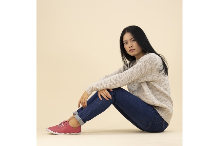 St Ives Leather Trainer Raspberry