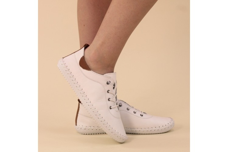 St Ives Leather Trainer White