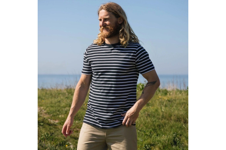 Rapanui Striped Tee | Navy & White