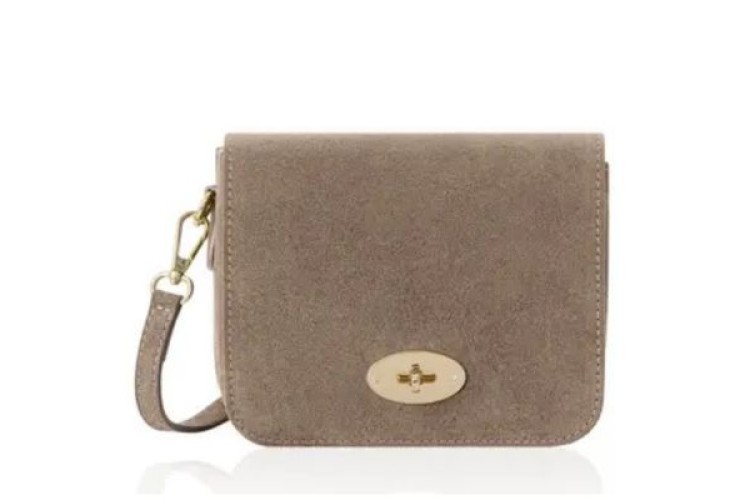 Suede Crossbody Bag - Dark Taupe