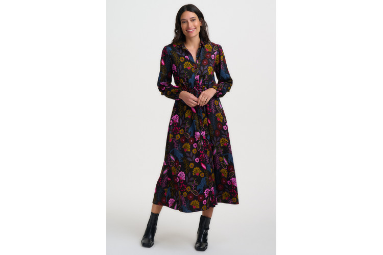 Sugarhill Brighton Dottie Maxi Shirt Dress - Black Jungle Panther