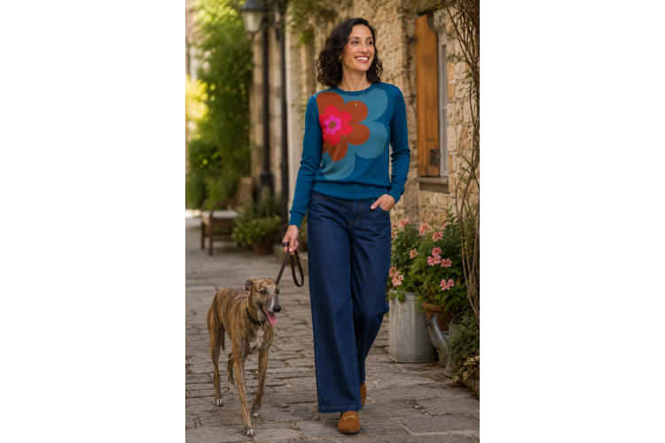 Sugarhill Brighton Rita Jumper - Teal Growing Flower