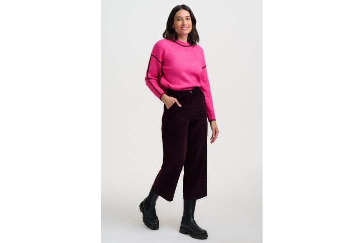 Sugarhill Brighton Rozalia Jumper - Hot Pink Burgundy Trim