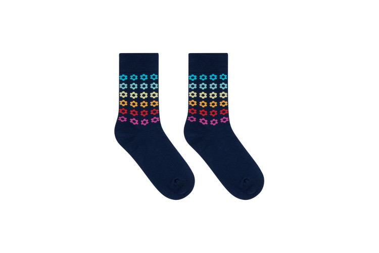 Sugarhill Brighton Socks - Navy Retro Flowers