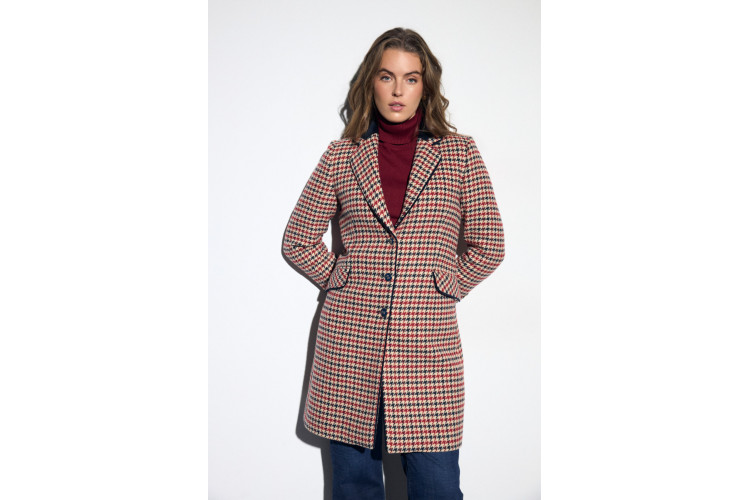 Bariloche Check Coat | Navy & Red