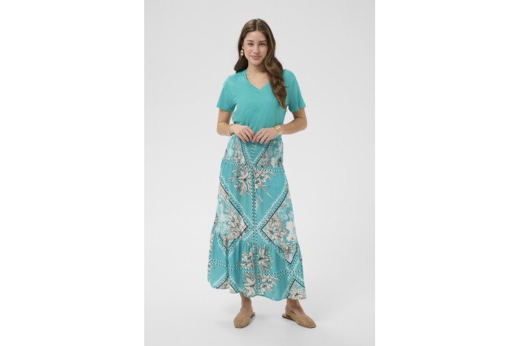 Tiah Teal Lily Midi Skirt