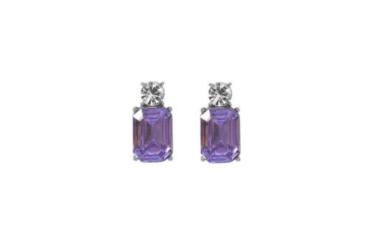 Twin Gem Earrings - Violet & Clear