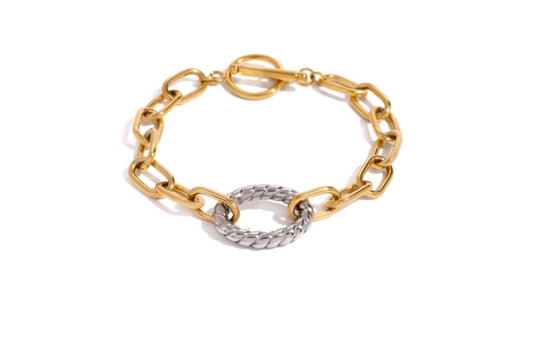 Two Tone Twist Link Bracelet