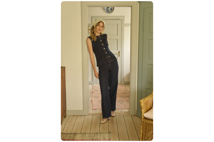 Visti Nautical Wide Leg Jeans | Dark Indigo