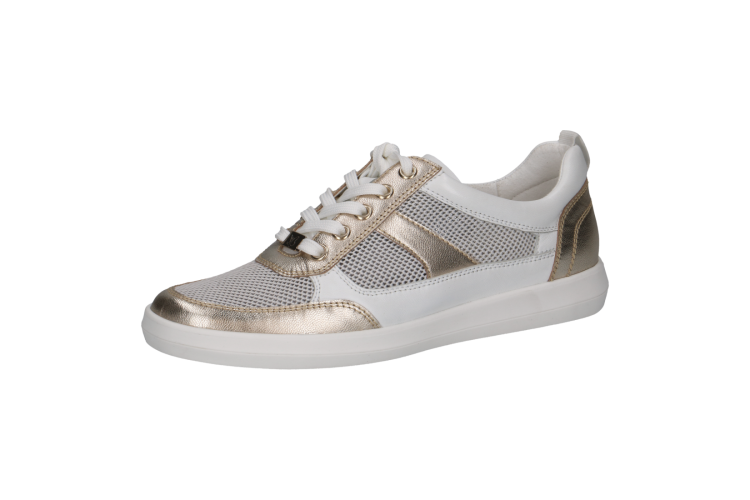 Caprice Leather Trainers 23704 | White & Gold