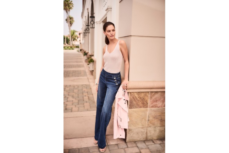 Joseph Ribkoff Wide Leg Pull-On Jeans