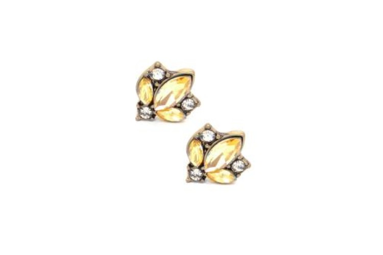 Yellow Crystal Cluster Earrings