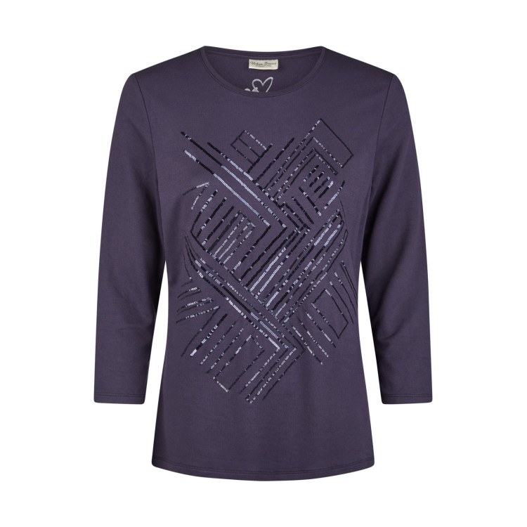 Barbara Lebek Navy Sequin Geo Top