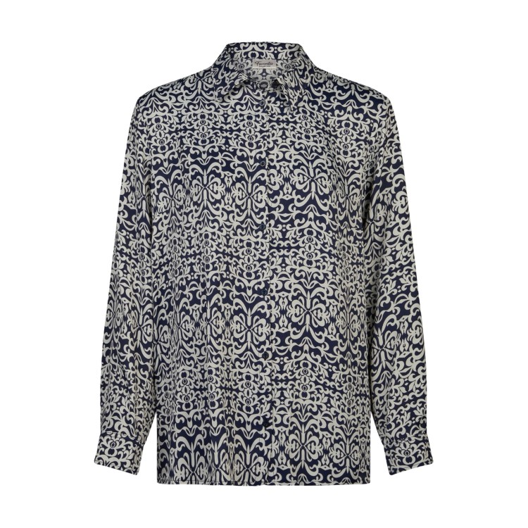 Navy & White Scroll Blouse | Barbara Lebek
