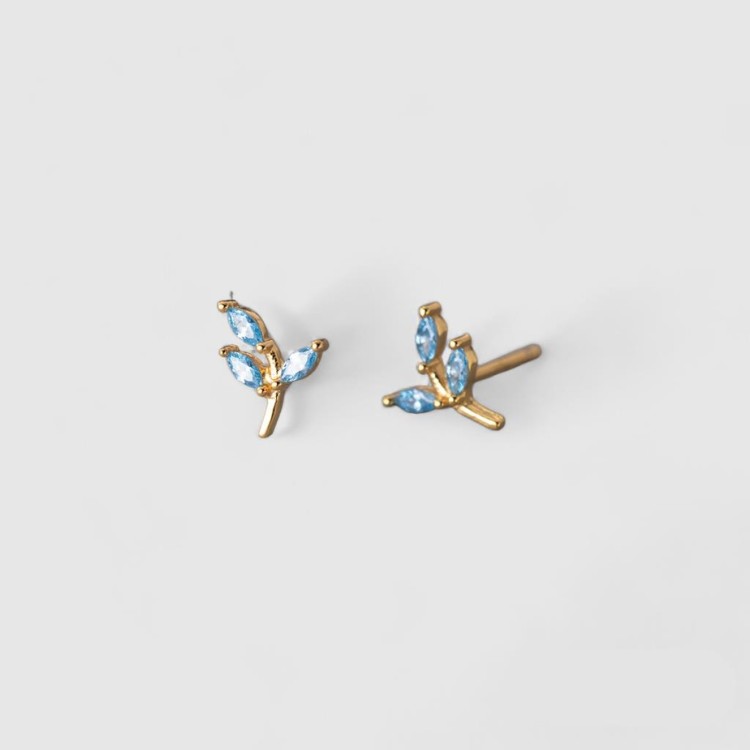 Blue Leaf & Branch Earrings