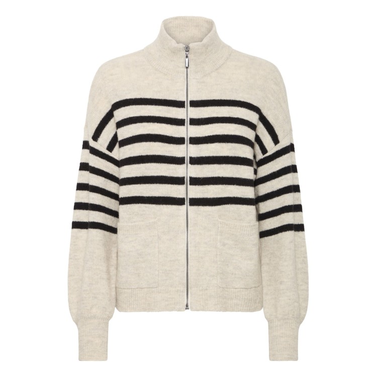 Elvira Striped Zip-Up Cardigan