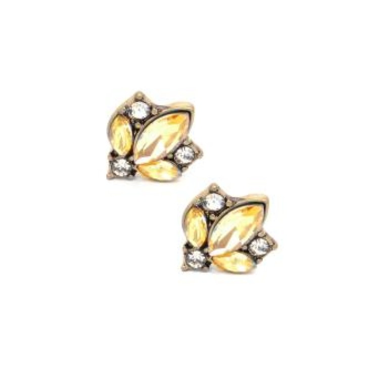 Yellow Crystal Cluster Earrings