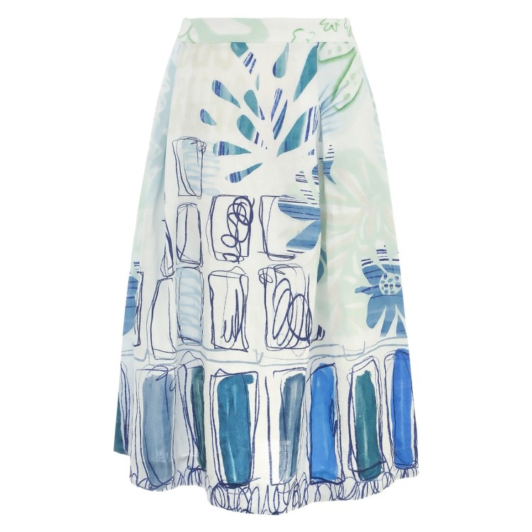 Dolcezza City Garden Skirt 25773 | Blue & White Linen