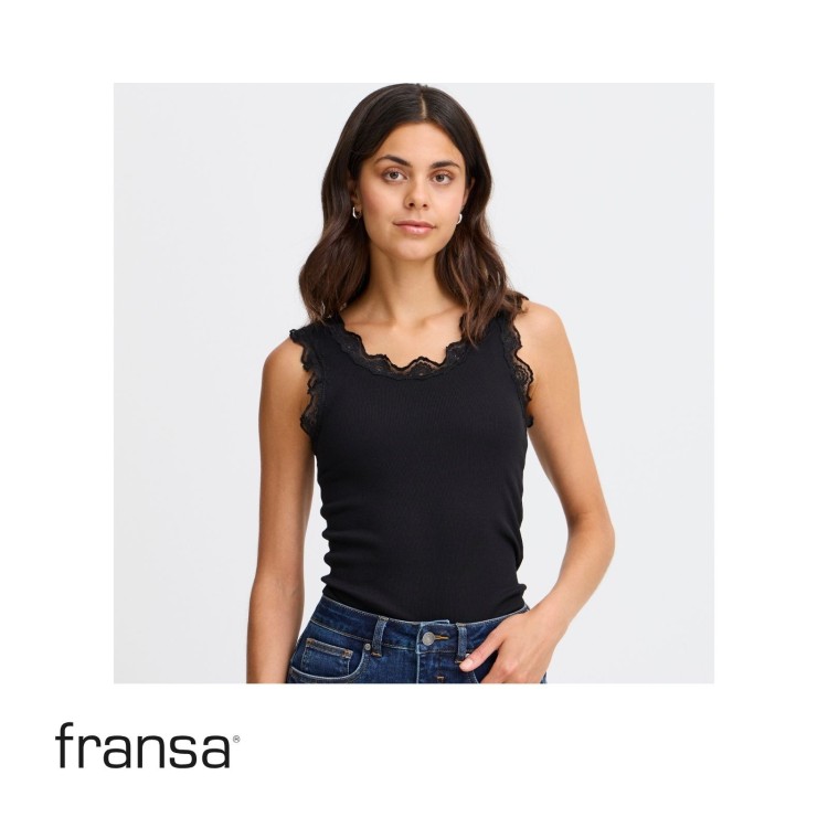 Fransa Hizamond Lace Trim Vest | 20607460