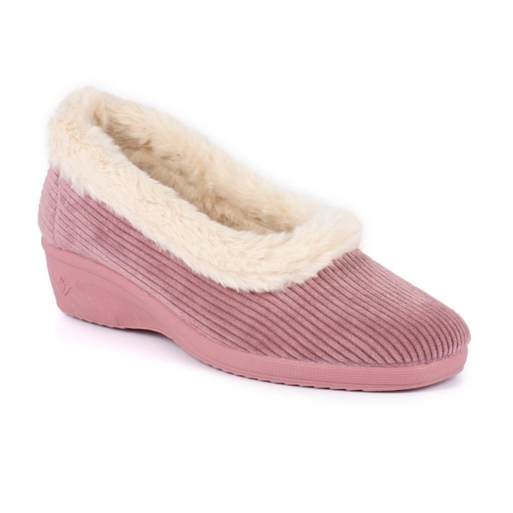 Glynis Pink Fur Trim Slipper