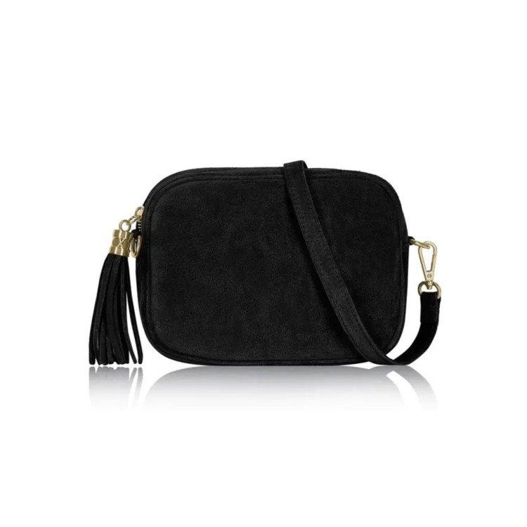 Italian Suede Camera Bag - Black