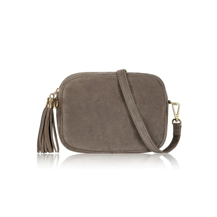Italian Suede Camera Bag - Dark Taupe
