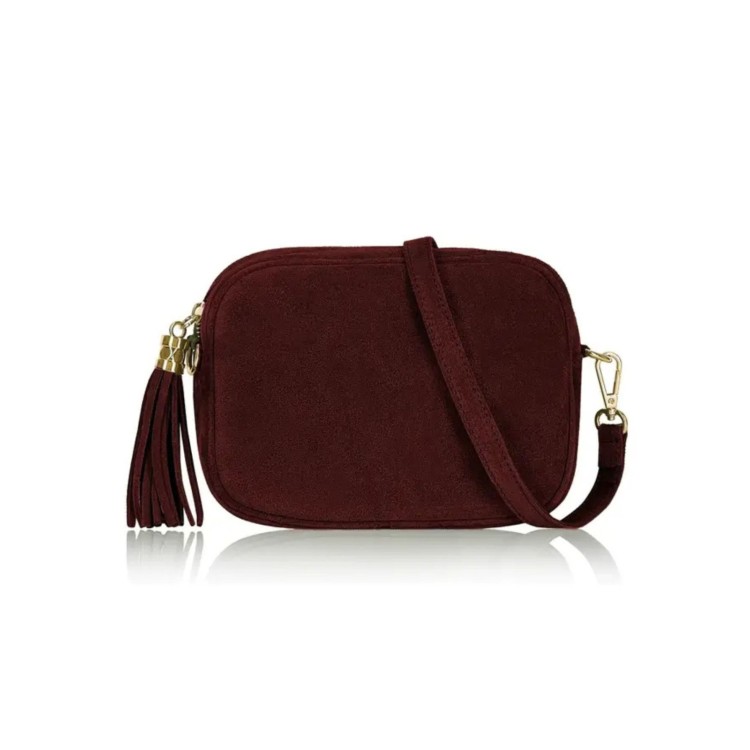 Italian Suede Camera Bag - Deep Plum