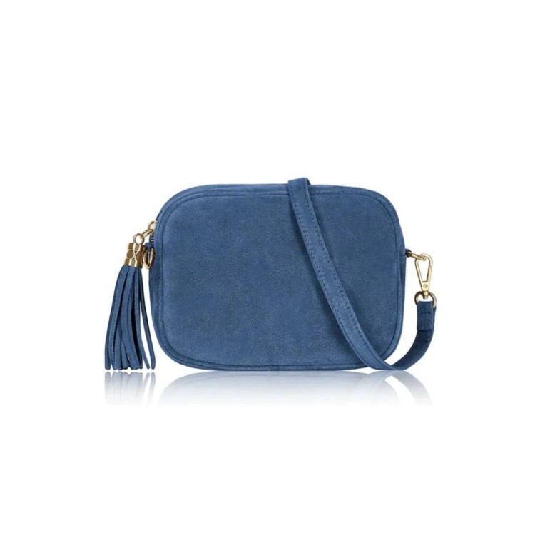 Italian Suede Camera Bag - Denim Blue