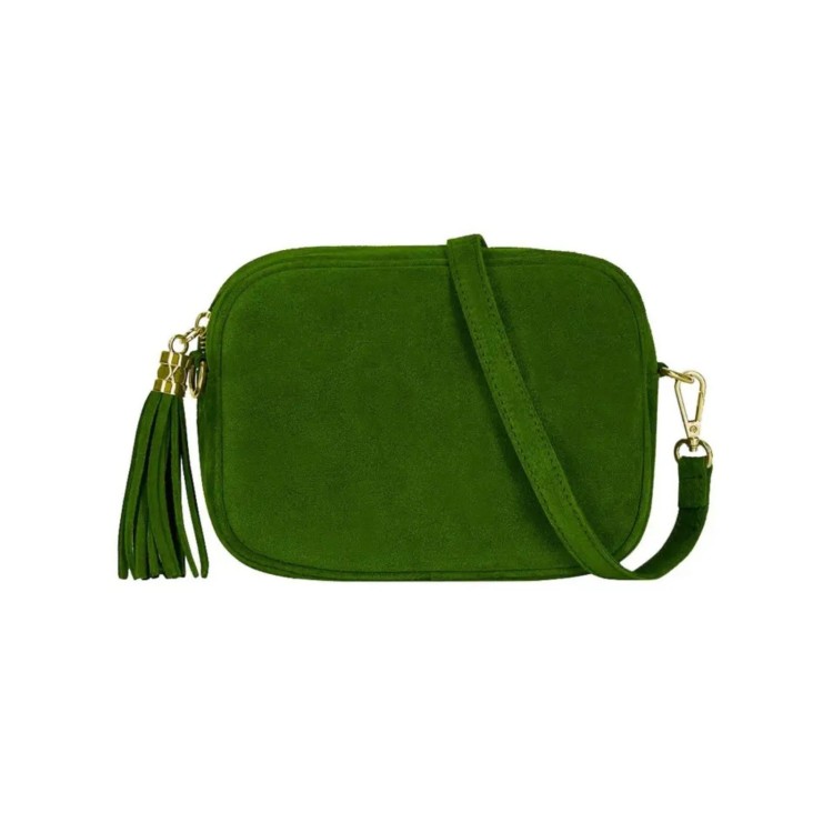 Italian Suede Camera Bag - Jade Green