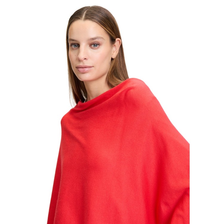 Knitted Poncho - Red