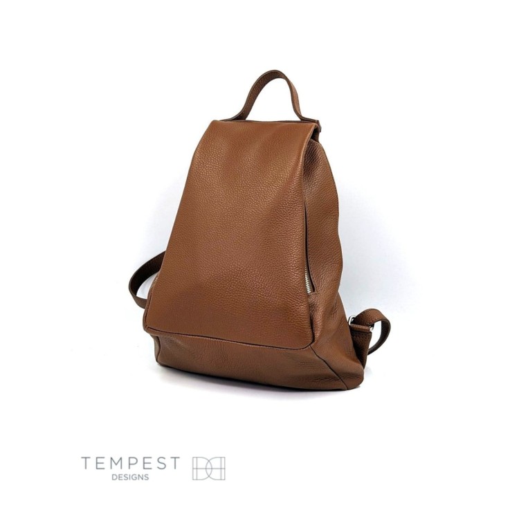 Leather Backpack: Tan