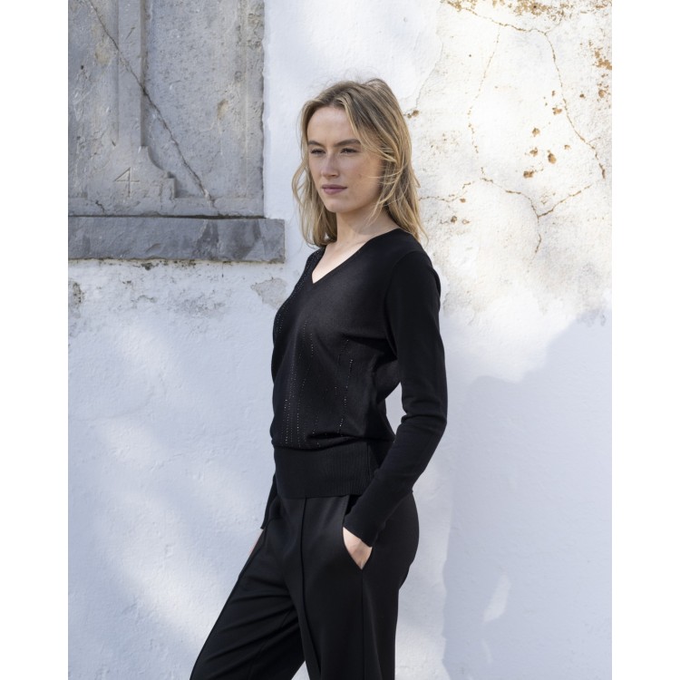 Marble Black Sparkle V-Neck Jumper