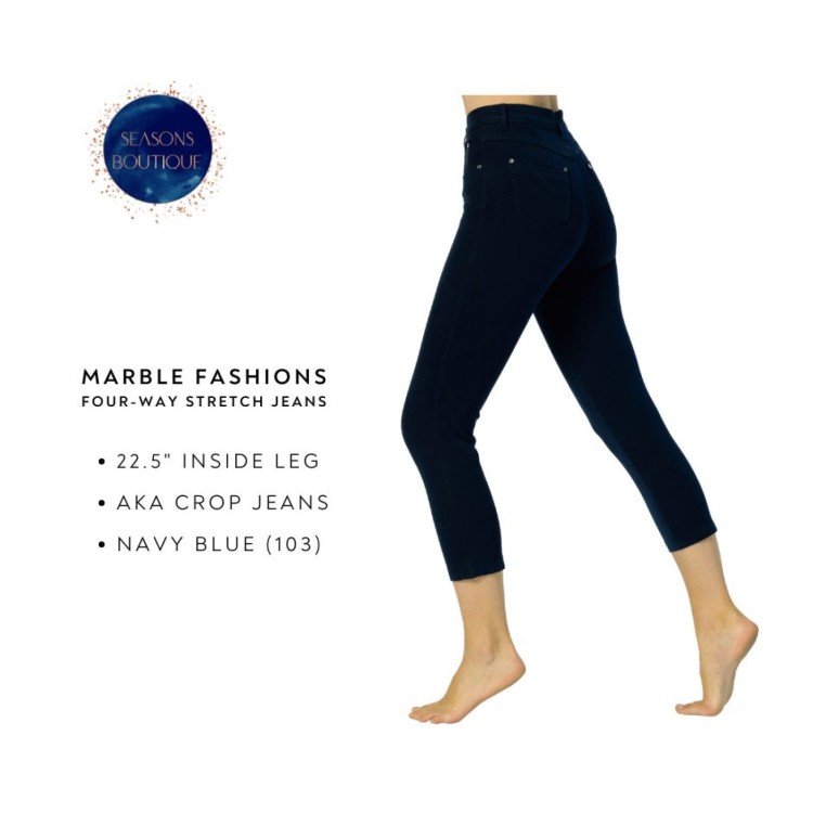Marble Crop Jeans 2412 |Navy Blue 103