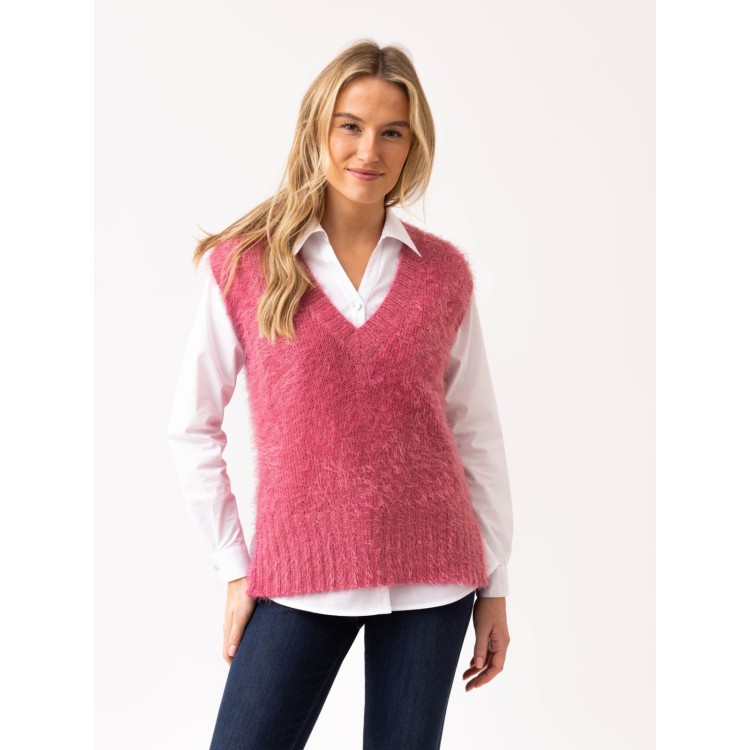 Marble Feather Knit Sleeveless Jumper – Rose Pink
