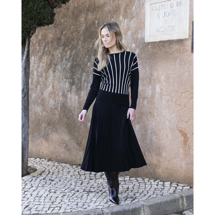 Marble Monochrome Stripe Knit Jumper